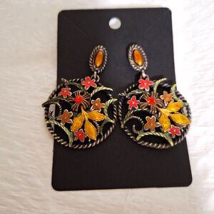 Chico's Women's Post Back Dangle Drop Pierced Earrings Floral Fairy Core 80's